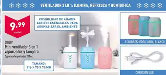 ALDI quigg Mini ventilador 3 en 1 vaporizador y lámpara oferta