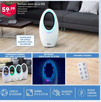ALDI Ventilador diseño con luz RGB oferta