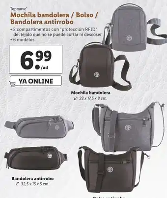 Lidl Topmove Mochila bandolera/Bolso/Bandolera antirrobo oferta