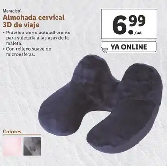 Lidl Meradiso Almohada cervical 3D de viaje oferta