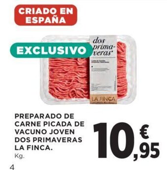 Hipercor Preparado de carne picada de vacuno joven dos primaveras la finca oferta