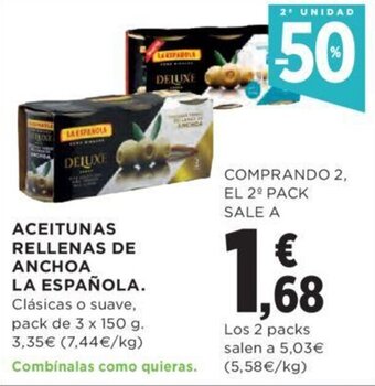 Hipercor Aceitunas rellenas de anchoa la española oferta