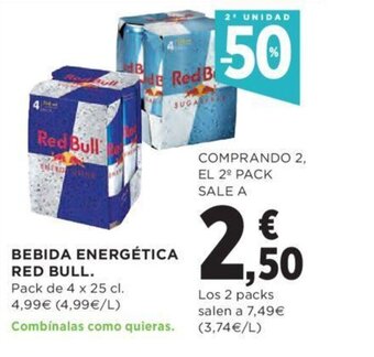 Hipercor Bebida energética red bull oferta