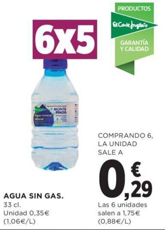 Hipercor Agua sin gas oferta