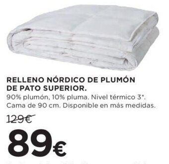 Hipercor Relleno nórdico de plumón de pato superior oferta