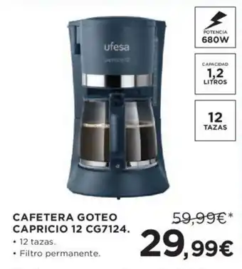 Hipercor Cafetera goteo capricio 12 GC7124 oferta