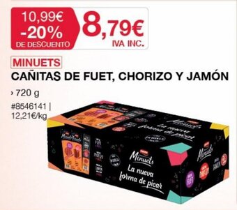 Costco MINUETS cañitas de fuet, chorizo y jamón oferta