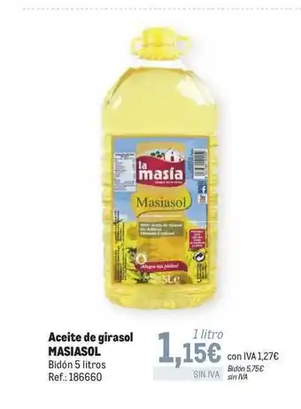 Makro MASIASOL Aceite de girasol 5L oferta