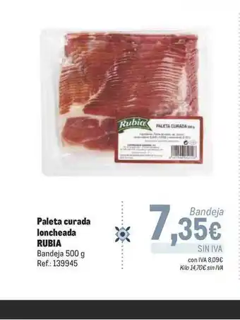 Makro RUBIA Paleta curada loncheada 500g oferta