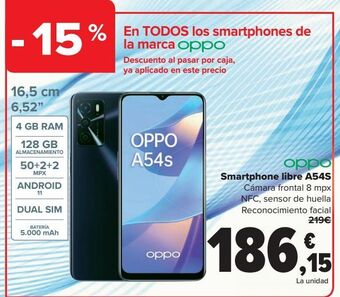 Carrefour Oppo smartphone libre a54s oferta