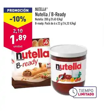 ALDI Nutella / B-Ready pack de 6 x 22g oferta