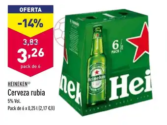 ALDI Heineken Cerveza rubia pack de 6x0,25L oferta