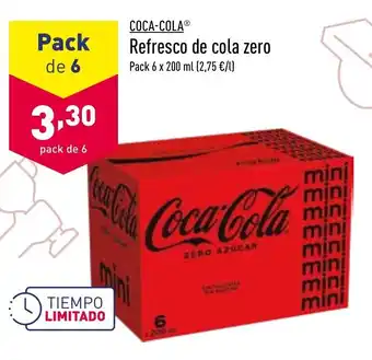ALDI Coca-Cola Refresco de cola zero pack 6x200ml oferta