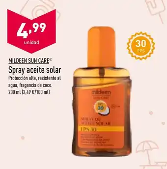 ALDI Mildeen Sun Care Spray aceite solar 200ml oferta