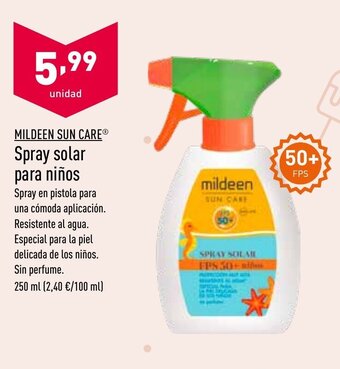 ALDI Mildeen Sun Care Spray solar para niños 250ml oferta