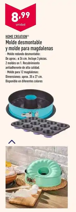 ALDI Home Creation Molde desmontable y molde para magdalenas oferta