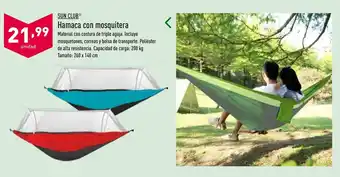 Sun Club Hamaca con mosquitera 260x140cm