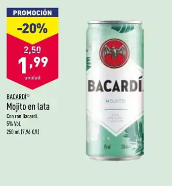 ALDI Bacardí Mojito en lata 250ml oferta