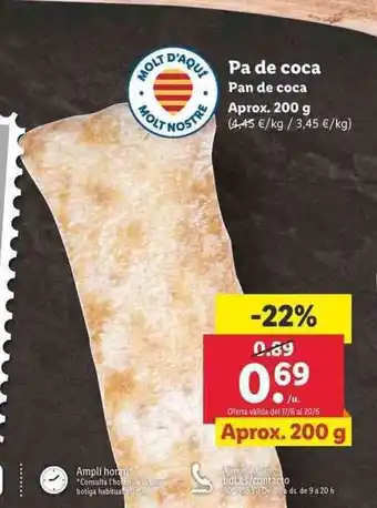 Lidl Pan de coca aprox. 200g oferta