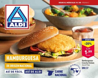 ALDI Hamburguesas crunchy chicken oferta