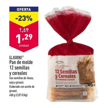 ALDI EL HORNO pan de molde 12 semillas y cereales oferta