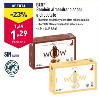 ALDI FLETE bombón almendrado sabor a chocolate oferta