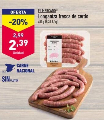 ALDI EL MERCADO longaniza fresca de cerdo oferta
