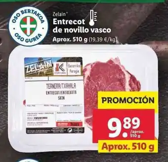 Lidl Zelain Entrecot de novillo vasco aprox. 510g oferta