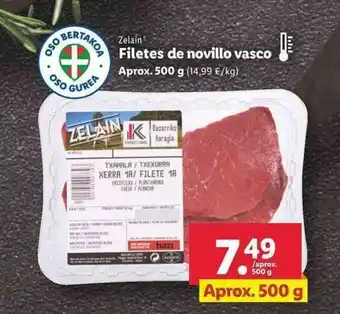 Lidl Zelain Filetes de novillo vasco aprox. 500g oferta