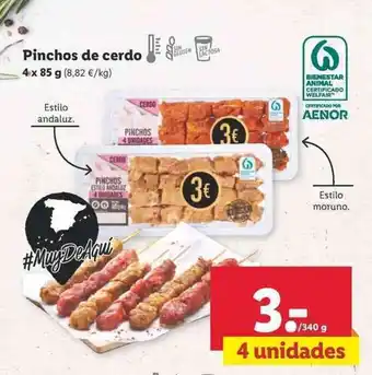 Lidl Pinchos de cerdo 4x85g oferta