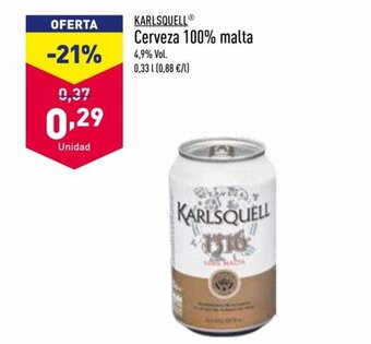 ALDI KARLSQUELL cerveza 100% malta oferta