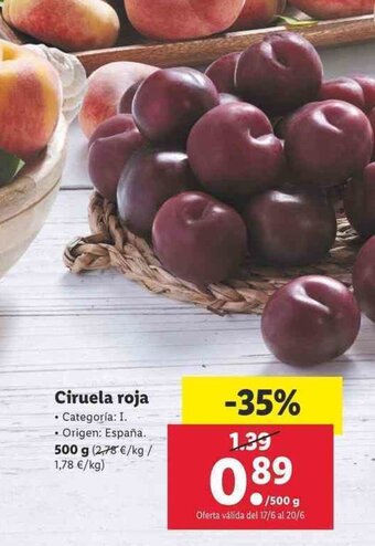 Lidl Ciruela roja 500g oferta