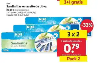 Lidl Nixe Sardinillas en aceite de oliva 2x65g oferta