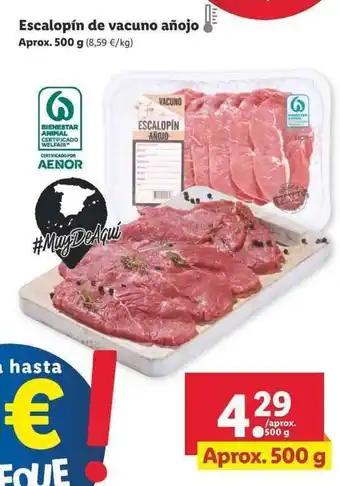 Lidl Escalopín de vacuno añojo aprox. 500g oferta