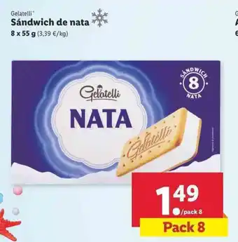 Lidl Gelatelli Sándwich de nata 8x55g oferta