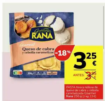 Consum Pasta fresca rellena de queso de cabra y cebolla caramelizada gourmet rana oferta