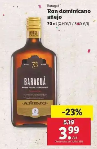 Lidl Baraguá Rom dominicano añejo 70cl oferta