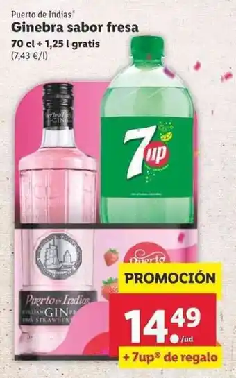 Lidl Puerto de Indias Ginebra sabor fresa 70cl + 1,25l gratis oferta