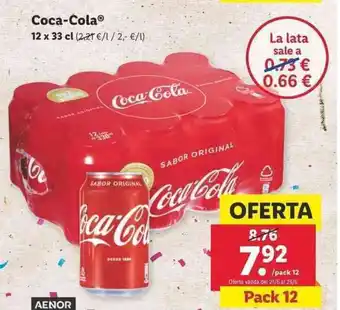 Lidl Coca-Cola 12x33cl oferta