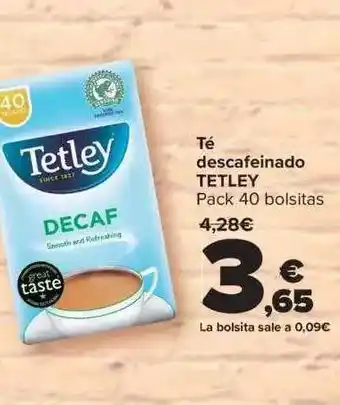 Carrefour Té descafeinado tetley pack 40 bolsitas oferta