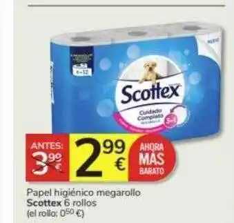 Consum Papel higiénico megarollo scottex 6 rollos oferta