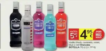 Consum Vodka black caramelo violet blue o red sharuska botella oferta