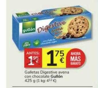 Consum Galletas digestive avena con chocolate gullón oferta