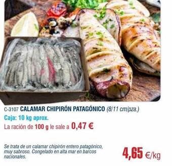 Abordo Calamar chipirón patagónico oferta