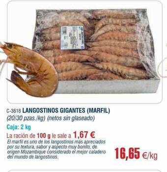 Abordo Langostinos gigantes marfil oferta