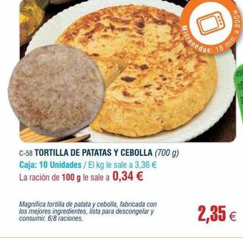 Abordo Tortilla de patatas y cebolla oferta