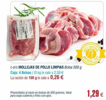 Abordo Mollejas de pollo limpias oferta
