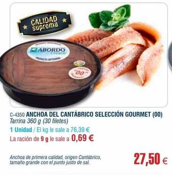Abordo Anchoa del cantábrico selección gourmet oferta