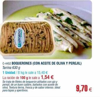 Abordo Boquerones con aceite de oliva y perejil oferta