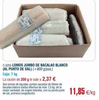 Abordo Lomos jumbo de bacalao blanco al punto de sal oferta